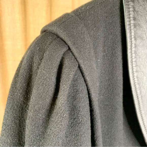 80s Wool Leather Trimmed Coat - Picture 4 of 10